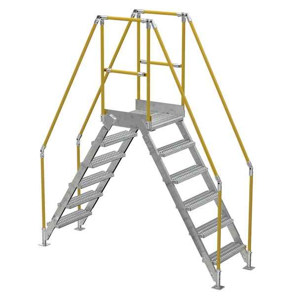 Vestil 6 Step Galvanized Steel Cross-Over Ladder 92"x102.5" 500lb Capacity COL-6-56-14-HDG - main